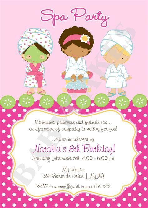 Dinywageman: Spa Party Invitations Templates