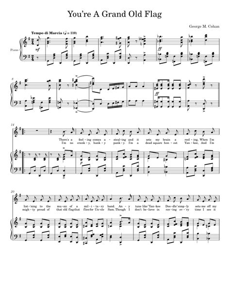 You're A Grand Old Flag Sheet music for Piano, Voice (Other) (Piano-Voice) | Musescore.com