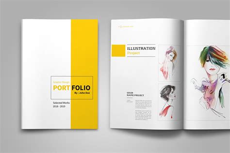 Graphic Design Portfolio Template on Yellow Images Creative Store