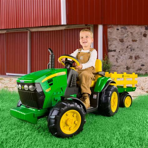 Peg Perego John Deere Ground Tractor & Trailer Battery Powered Riding Toy - Battery Powered ...