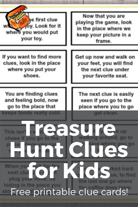 Treasure Hunt Clues Printable | Stephenson