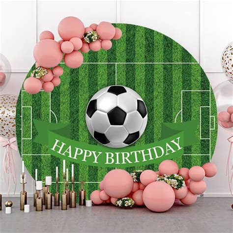 Soccer With Green Field Happy Birthday Party Backdrop - Lofaris