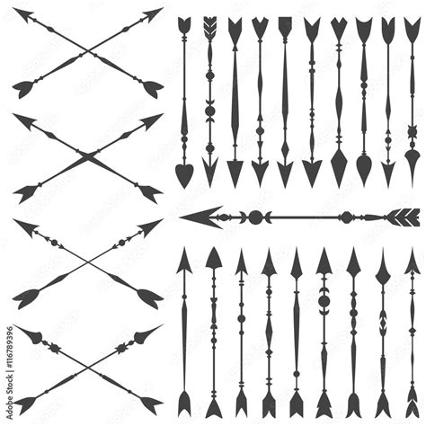 Arrow clip art set in on white background. Collection of vintage arrows ...