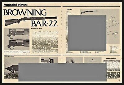 1980 BROWNING BAR 22 Rifle Exploded View~Parts List~2-pg Assembly ...