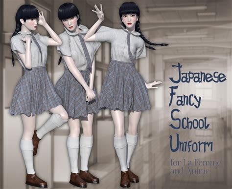 Japanese Fancy School Uniform for La Femme and Anime 3D Figure Assets La Femme - LHomme Poser ...