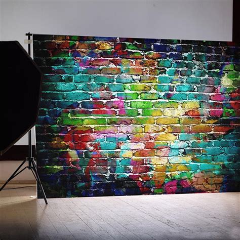 7x5ft Studio Photo Video Photography Backdrops Colorful Brick Wall Printed Vinyl Fabric Party ...