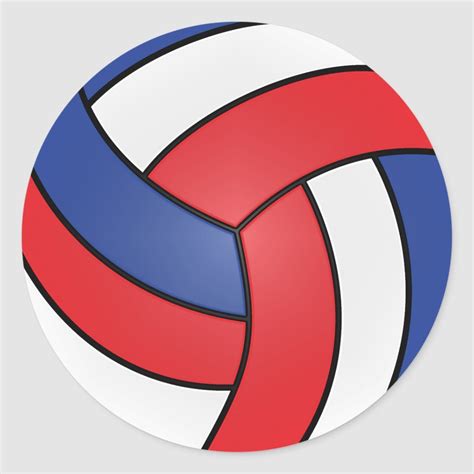 Red, White and Blue Volleyball Classic Round Sticker | Zazzle.com in 2021 | Round stickers, Blue ...