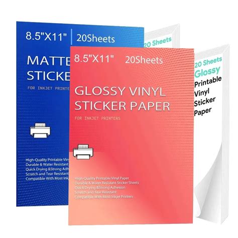 20 Sheets Printable Vinyl Sticker Paper: Glossy White Matte for Inkjet – CongoBasinGroup.com