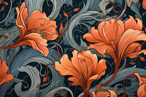 Premium AI Image | Timeless Elegance Art Nouveau Inspired Vintage Floral Fabric Design PSD with ...