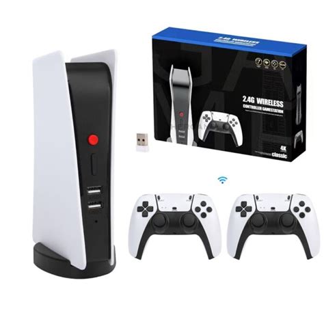 M5-PS5 Game Console Video Gamebox 2.4G Wireless Controller Gamestation 4K Classic White & Black ...