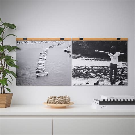 VISBÄCK Poster hanger, bamboo, 24" - IKEA | Poster hanger, Photo wall gallery, Frames on wall