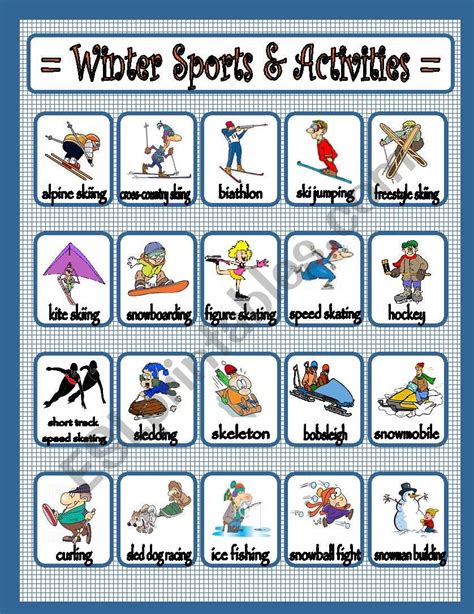 Winter Sports & Activities - ESL worksheet by bea1901