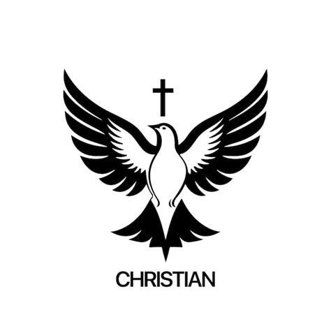 Premium Vector | Christian Logo template with dove pigeon Black and ...