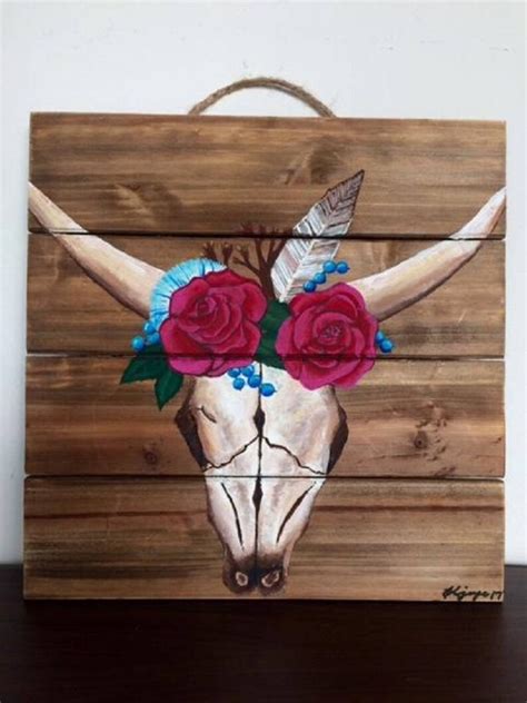 Original and Unique Longhorn Steer Painting on 10 X 10 Wooden - Etsy