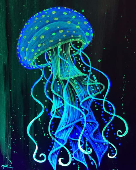 Blacklight jellyfish painting | Etsy | Jellyfish painting, Jellyfish art, Canvas painting