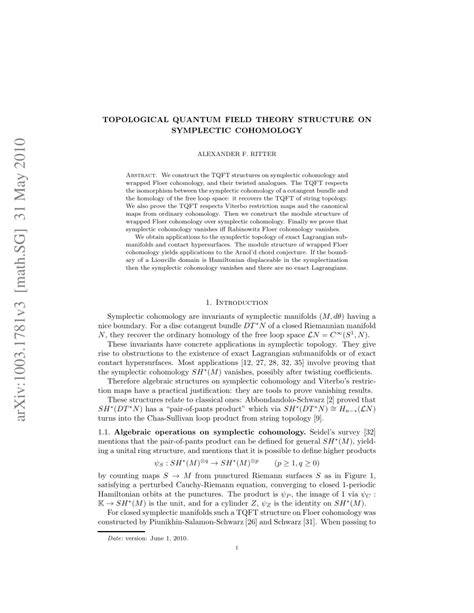 (PDF) Topological quantum field theory structure on symplectic cohomology