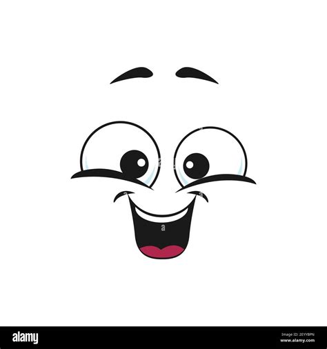 Happy cartoon face isolated vector icon, wide smile facial emoji. Funny ...