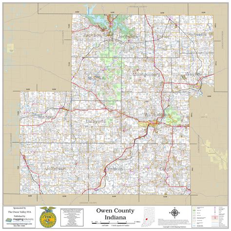 Owen County Indiana 2018 Wall Map | Mapping Solutions