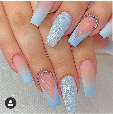 Light Blue Acrylic Nails With Glitter | Eqazadiv Home Design