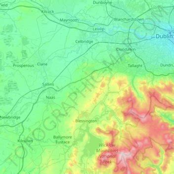 River Liffey topographic map, elevation, relief