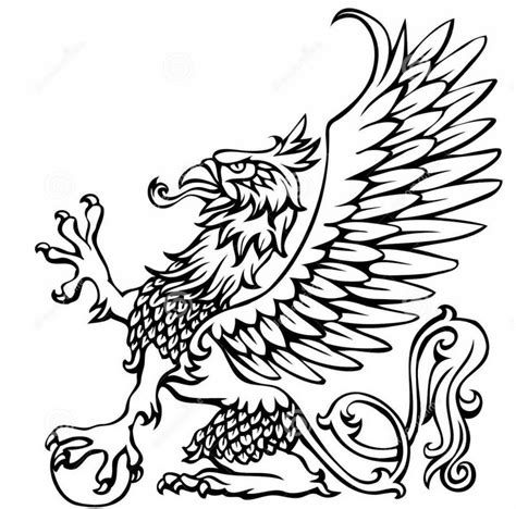 Very beautiful black outline sitting griffin tattoo design - Tattooimages.biz