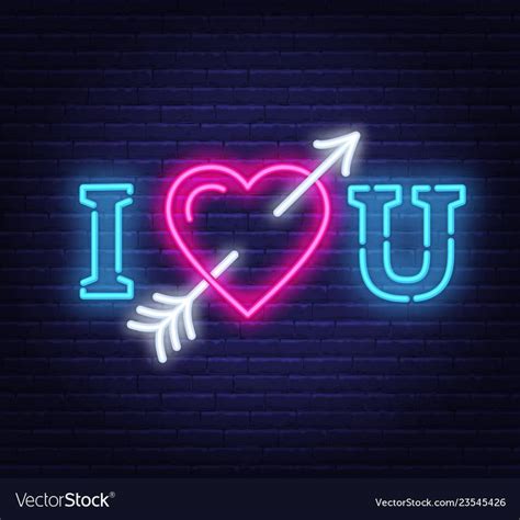 I love you neon heart with arrow sign Royalty Free Vector | Love neon sign, Cool neon signs ...
