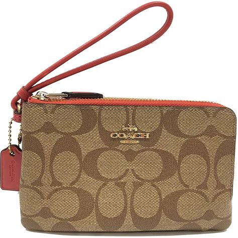 Coach - New Authentic Coach F87591 Double Corner Zip Wristlet Wallet Khaki Poppy Gold - Walmart ...