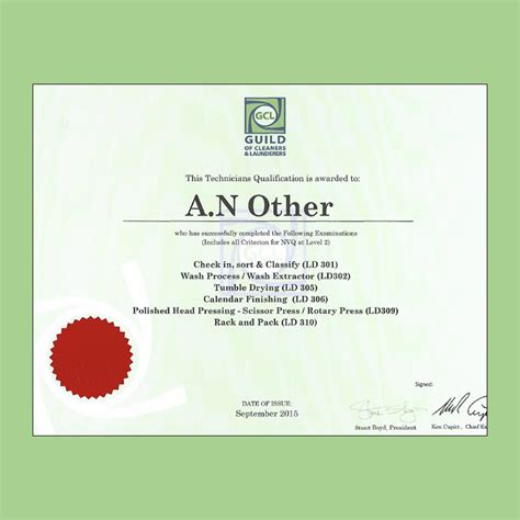 Laundry Technician Certificate - Guild of Cleaners & Launderers