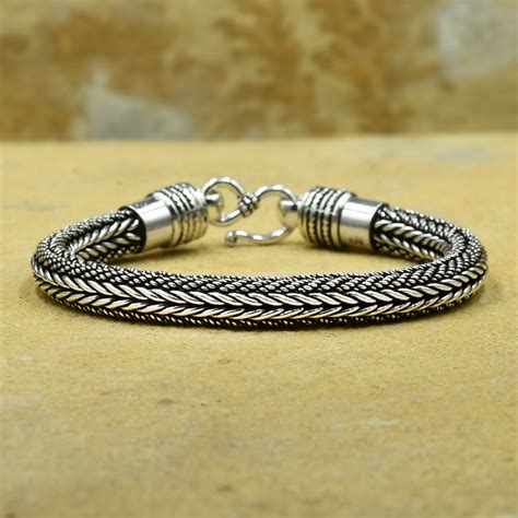 Men's Silver Chain Bracelet Solid 925 Sterling Silver - Etsy