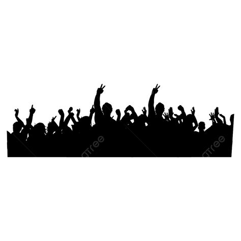 Simple Black Cheering Crowd Silhouette Element, Crowd, Public, Cheering ...