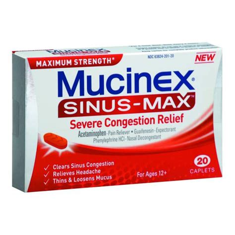 Mucinex 20 Ct Sinus-Max Severe Congestion - 8782451 | Blain's Farm & Fleet