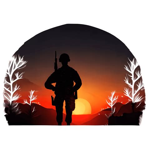 Silhouette of a Soldier with Sunset Background · Creative Fabrica