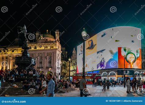 Piccadilly Circus Square at Night in London, England, UK Editorial Stock Image - Image of ...