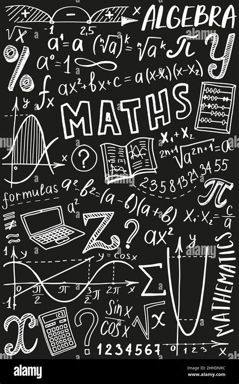 Maths symbols icon set. Algebra or mathematics subject doodle design ...