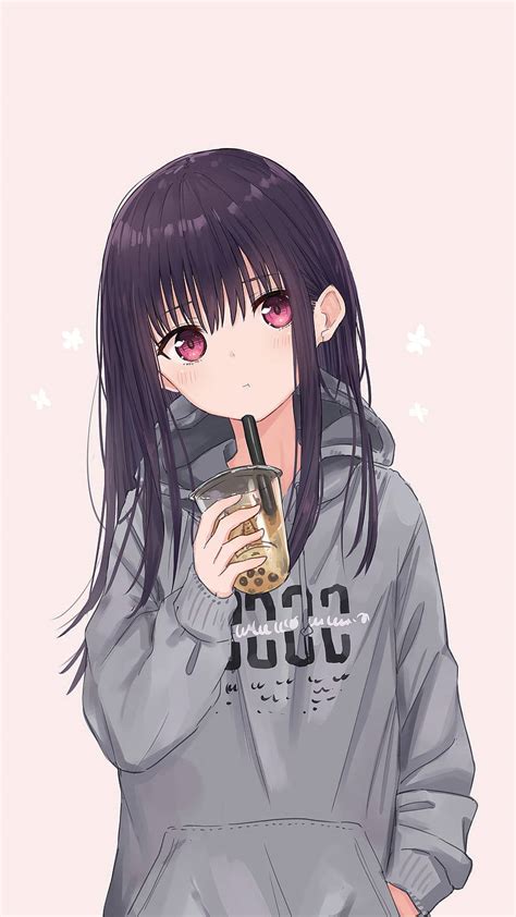 Download Cute Pfp Anime Hoodie Girl Wallpaper | Wallpapers.com