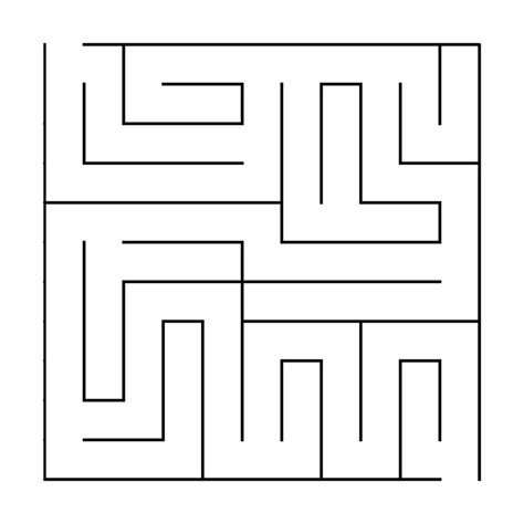 Vector square maze template. Blank black and white labyrinth game ...