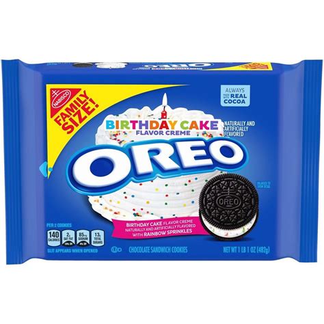 OREO Birthday Cake Flavor Chocolate Sandwich Cookies Family Size - 17oz ...