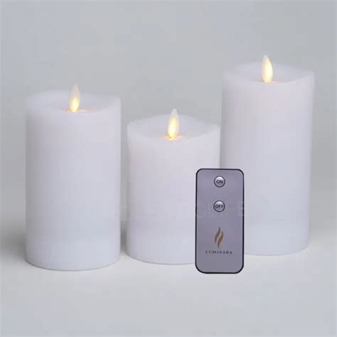 LUMINARA LED FLICKERING Flameless Wax Pillar Candles Set of 3 with Timer Remote $52.99 - PicClick