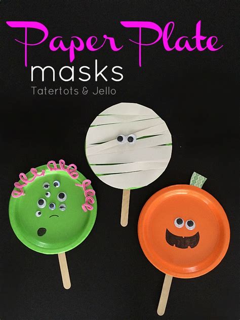 Easy Paper Plate Halloween Masks! -- Tatertots and Jello