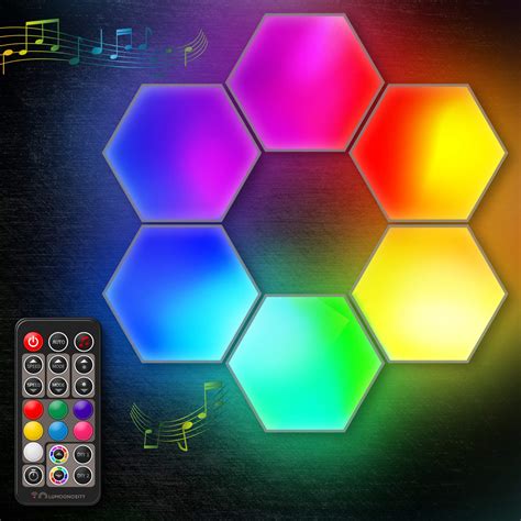 Buy Lumoonosity LED Hexagon Lights - Dream Color Hexagon LED Light with RF Remote - Music Sync ...