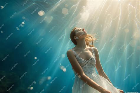 Premium Photo | A girl in a wedding dress underwater