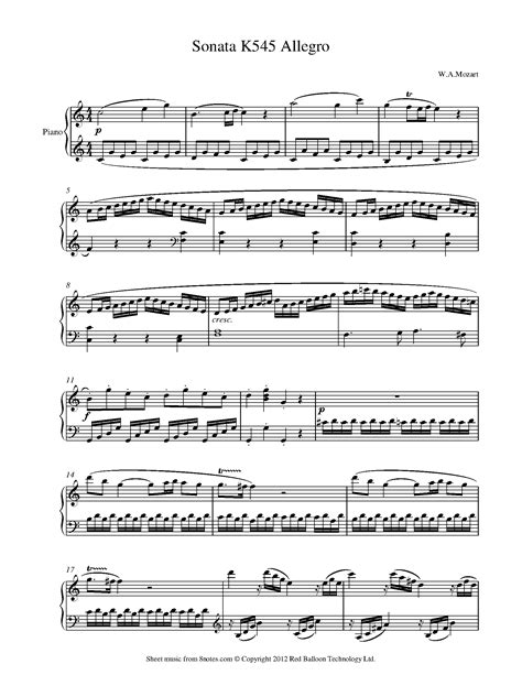 Mozart: Piano Sonata In C Major K545 Sheet Music (PDF), 48% OFF