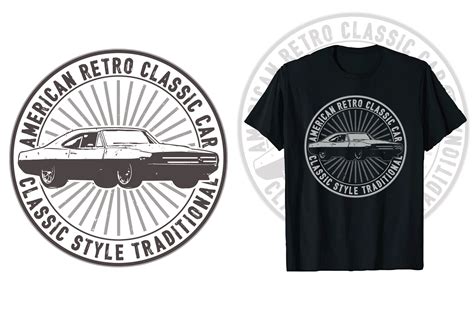 Vintage Classic car T-shirt Design logo. Old American cars vector Graphic. Retro style t-shirt ...