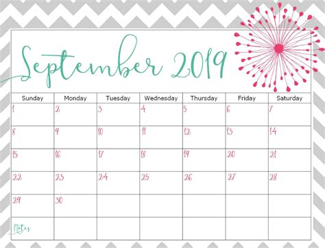 Free Printable September 2019 Calendar With Notes | Magic Calendar 2019 Printable