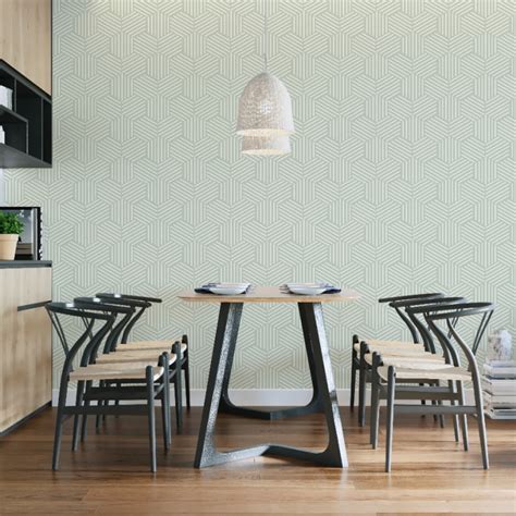 Sage Green Geometric Wallpaper - Peel and Stick - The Wallberry