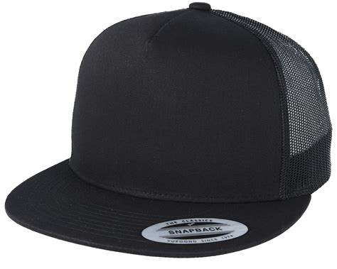 Black Trucker Snapback - Yupoong caps | Hatstore.co.uk