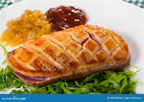 Roasted Moulard Duck Magret Stock Photo - Image of prepared, pickled ...