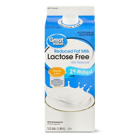 Great Value Lactose Free 2% Reduced Fat Milk, Half Gallon, 64 fl oz ...