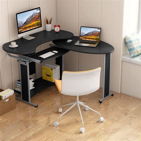 Tribesigns L-Shaped Rotating Computer Desk, Modern Corner Desk Office Desk Study Table ...