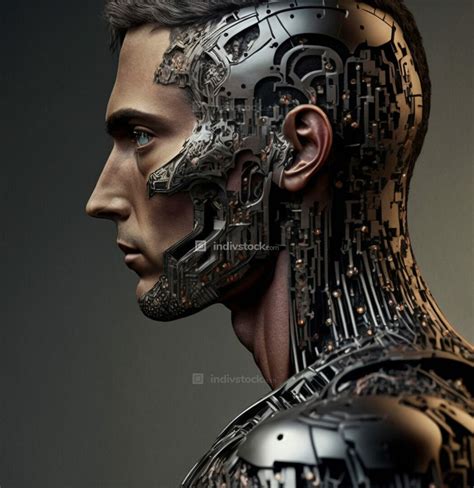 Free Download - a young attractive man as half-robot or a humanoid ...